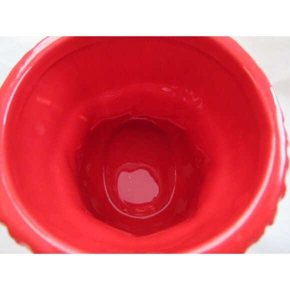 Anthropologie Christmas Cable Knit  Ceramic Stocking Boot Mug Red White EUC - Picture 9 of 14